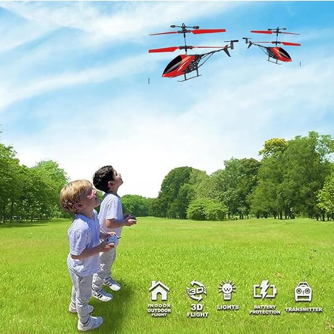 Rechargeable Flying Toy Helicopter with Remote Control & Safety Sensor for Kids. Mega Mall